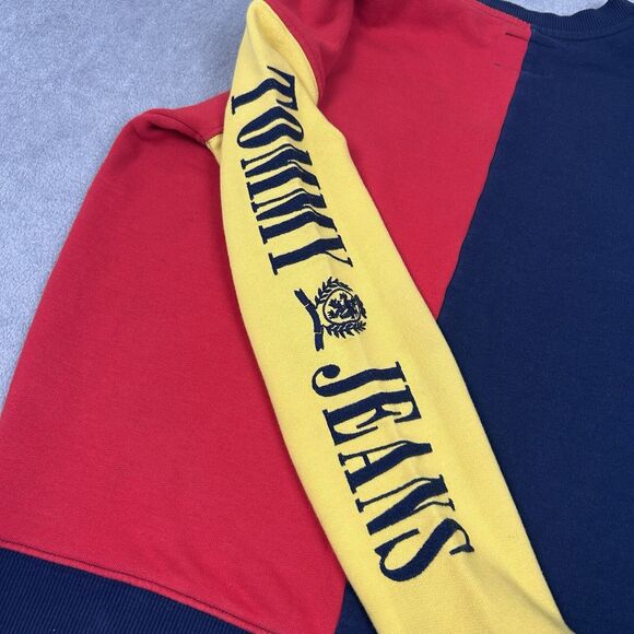 Vintage 90s Tommy Jeans Color Block Crew Neck Pullover Men's Size XS Extra Small - Picture 7 of 11
